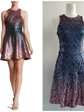 Dress the Population Andi Rose Gold to Black Ombre Sequin Mini Dress